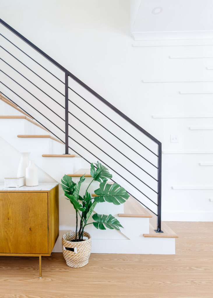 Modern staircase in a renovated townhouse in Near Northeast, DC.